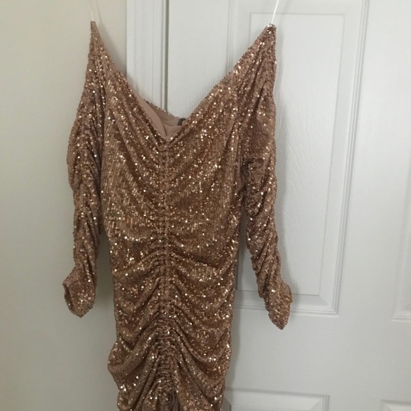 Zara Draped Sequin Dress (Salmon Color) - Picture 7 of 8